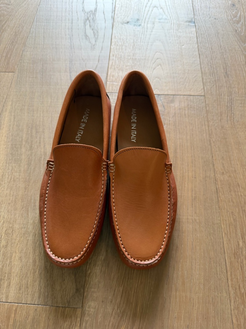 Made in Florence Italy!! Brown Leather Slip-On Loafers for Men